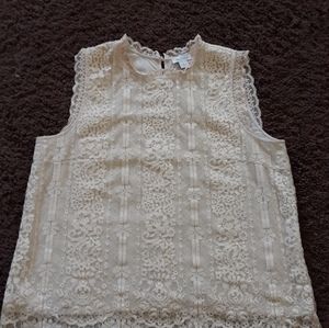 Sundance sleeveless cream lace top L